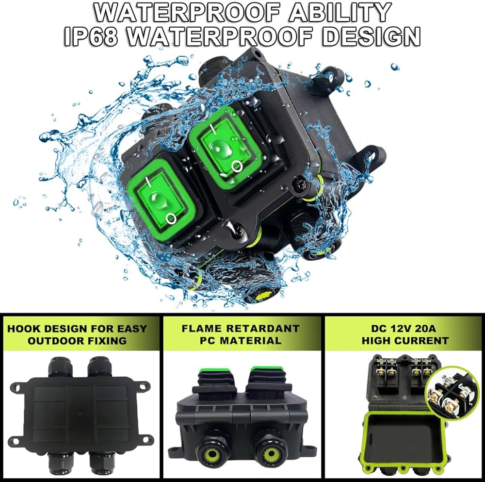 Amazon.co.jp: MKBKLLJY IP68 防水インライン コード スイッチ DPST DC